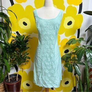 Dreamy 1950s Mint Green Satin Lace Embroidered Slip Lingerie Nightgown